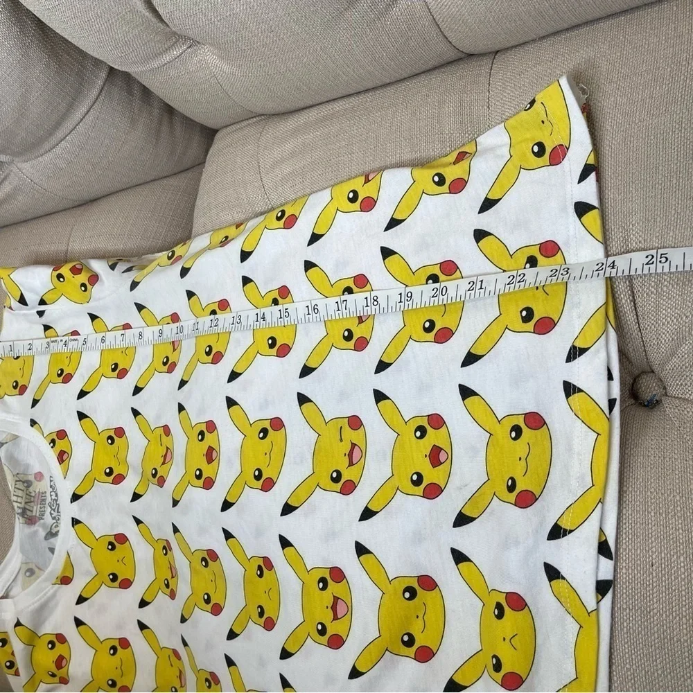 Bg: Mighty Fine Pokémon all over PIKACHU Print Short Sleeve T Shirt Sz L roll up - Picture 4 of 6